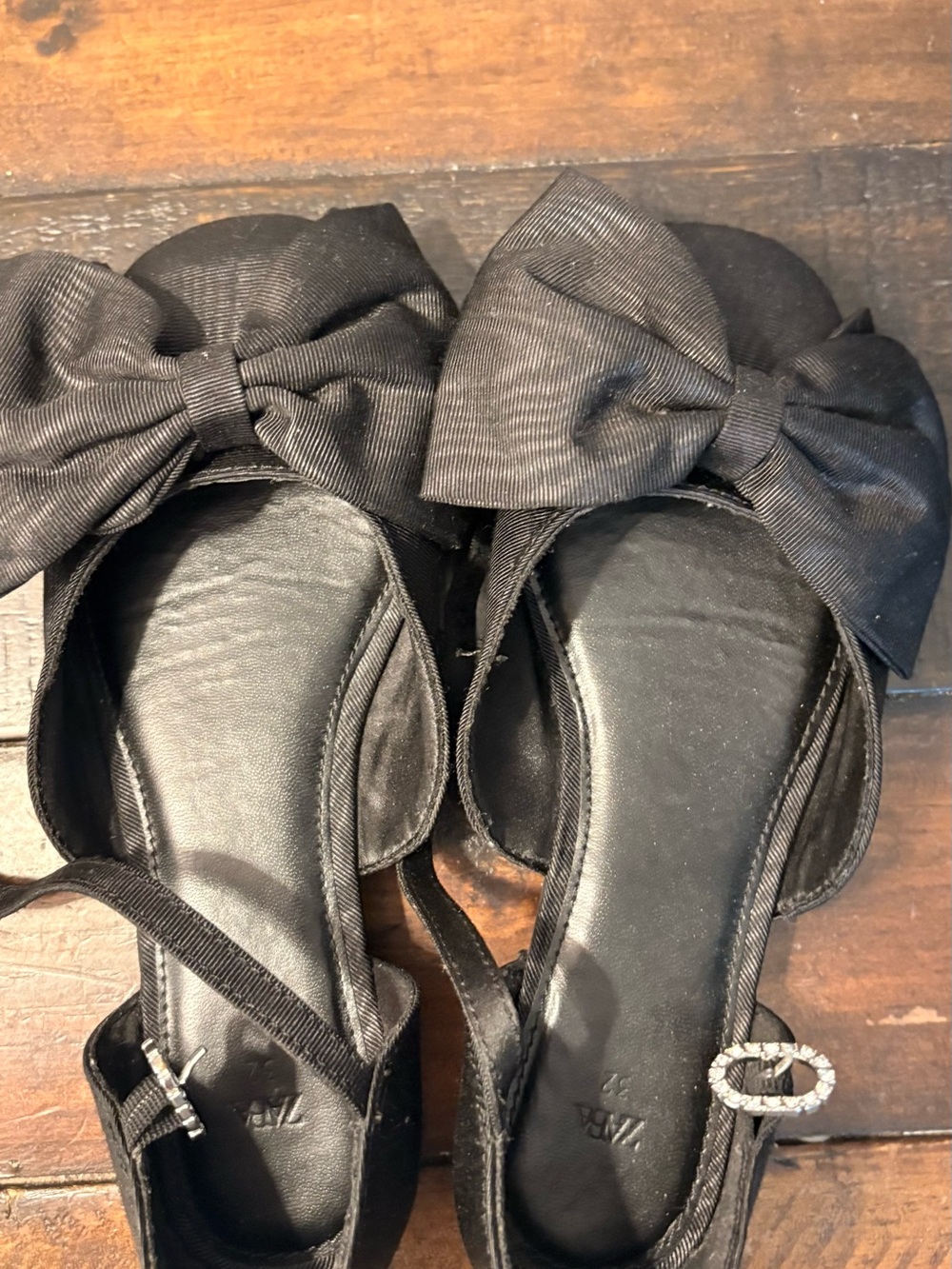 Zara Black Bow Slingback Flats for Kids